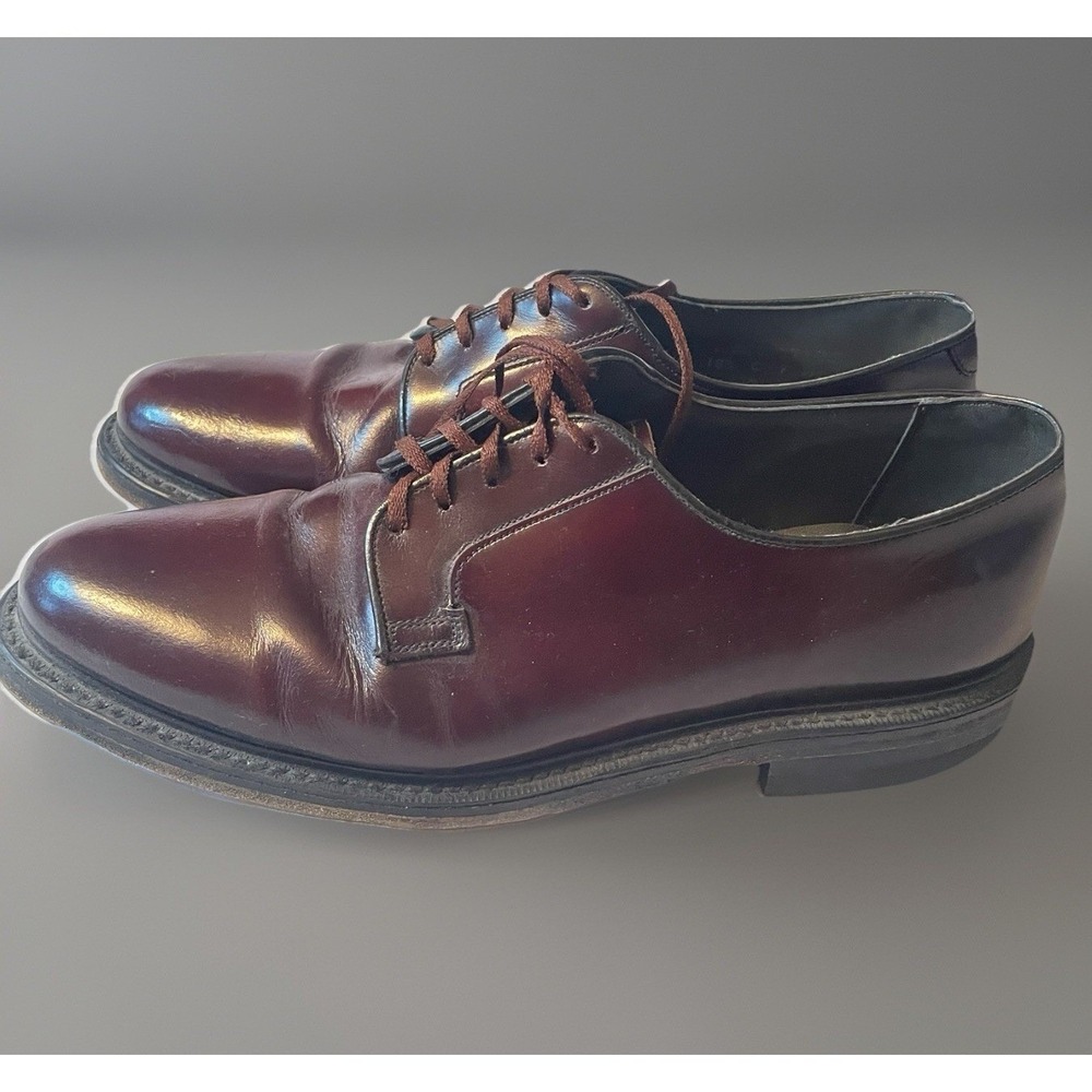 Worthmore Plain Toe Derby Shoes Mens 10.5 C Burgundy Leather Vintage Made in USA